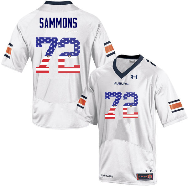 Men #72 Prince Micheal Sammons Auburn Tigers USA Flag Fashion College Football Jerseys-White - Click Image to Close